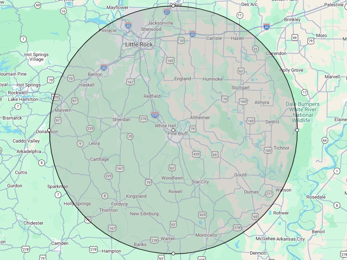 Xpert Home Inspector Central Arkansas Service Area Map